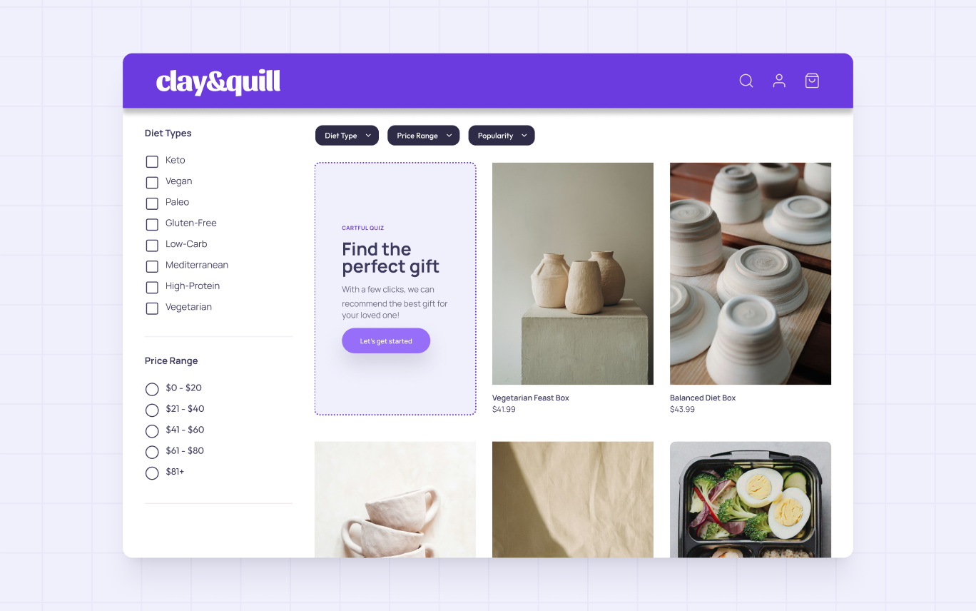 Micro quiz embedded on a collection page
